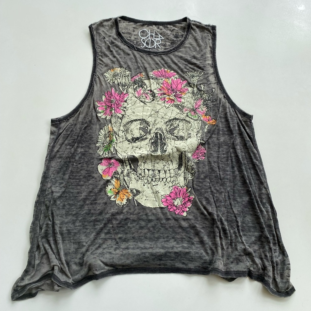 Chaser Skull Graphic Grey Tank Size L